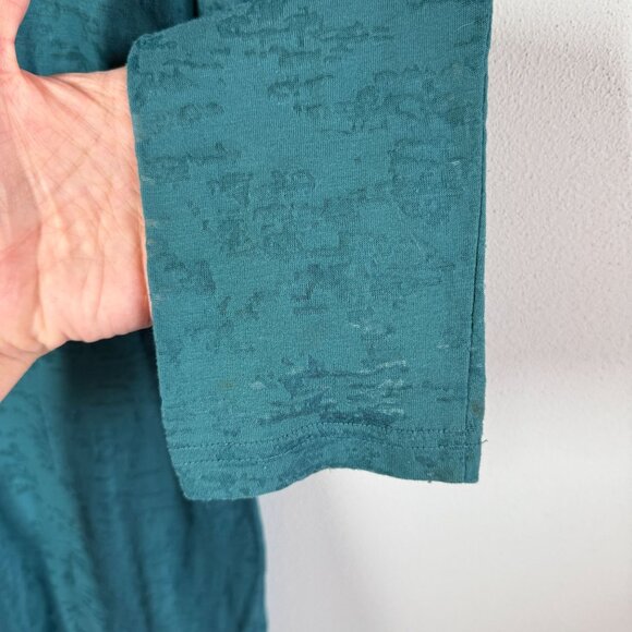 Y2K Maurices Sheer Burnout Top XL Teal Long Sleeve Scoop Neck Punk 2000s - Picture 6 of 9
